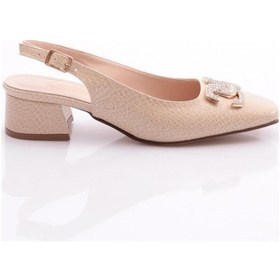 Resim Dgn K39 Kadin Arkadan Bağlamali Tokali Topuklu Ayakkabi K39-1510-R2099 Bej 