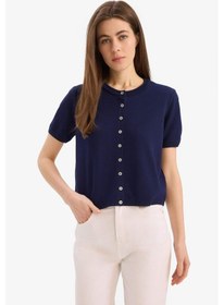 Resim DeFacto Regular Fit Bisiklet Yaka Basic Düz Triko Hırka E5770AX25SMNV31 Lacivert 