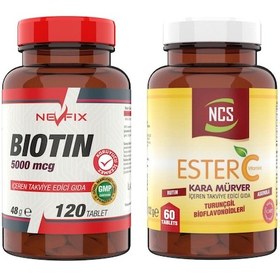 Resim Nevfix Biotin 5000 Mcg 120 Tablet + Ncs Ester C 60 Tablet 
