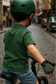 Resim SİNGLE SWORD Çocuk Yarım Parmak Bisiklet & Spor Eldiveni – Haki Renk | SC-111 Koruyucu Model 