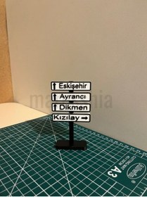 Resim maresshia Ankara Yön Tabelası Dekoratif Masa Aksesuarı(Eskişehir - Ayrancı - Dikmen - Kızılay) 