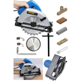 Resim Staxx Power Metal Çift Dişli Sistem Bakır Motor Ahşap Sunta Kesme Daire Testere Makinesi 1600 Watt 185 mm 