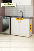 Resim Fly Mobilya 100 cm Mini Evyeli Beyaz Mutfak Alt Modül Dolabı Erzak Dolabı 