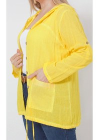 Resim Moda Berray B027 Cebi Pullu Kapüşonlu Gömlek Sarı Sarı 