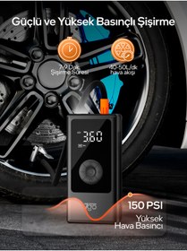 Resim 7GO 7A3 Hava Pompası & Powerbank | 150 PSI Ultra Basınç, LED Işıklı, LCD Ekranlı, 4000mAh Taşınabili 