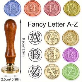 Resim 1 adet, A-Z Alfabe 26 Harf Balmumu Mühür, Vintage Retro DIY Alfabeler Mühürleme Scrapbooking Düğün Kartpostal Zarf Hobisi El Sanatları Dekor Kart Davetiye Fotoğraf 