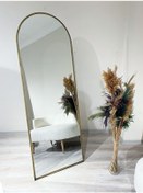 Resim Ersan Dizayn Metal Çerçeve Gold Eskitme Oval Ayaklı Boy Aynası Altın 