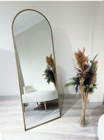 Resim Ersan Dizayn Metal Çerçeve Gold Eskitme Oval Ayaklı Boy Aynası Altın 