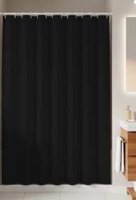 Resim Jackline Polyester Kumaş Siyah Renk Banyo Perdesi Yerli Üretim Duş Perdesi 