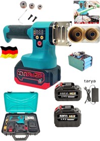 Resim DYNAMİC MAX ALMAN 928Vf 15 PİLLİ ÇİFT AKÜ PLASTİK PVC BORU KAYNAK MAKİNASI KALIP KAFA HEDİYELİ 