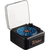 Resim Nostalji Mini Plak Görünümlü Radyolu Bluetooth Hoparlör 3D Ses Dalgası Retro Müzik Plak Siyah - Lisinya 
