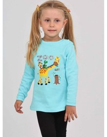 Resim Toontoy Kız Çocuk Zürafa Baskılı Sweatshirt Turkuaz 