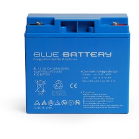 Resim Blue Battery 12V 18 Amper Bakımsız Kuru Akü Ups Aküsü 