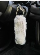 Resim Yumuşak Tüylü Peluş Puf Anahtarlık Gri 