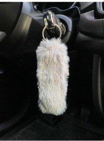 Resim Yumuşak Tüylü Peluş Puf Anahtarlık Gri 