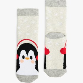 Resim Erkek Çocuk Penguen Detaylı Pamuklu Havlu Çorap 