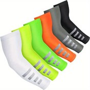 Resim 1 Çift Yansıtıcı Kol Kılıfı - Yaz Bisikleti ve Koşu Kol Isıtıcıları ile Nefes Alabilen File Tasarımı, Beyaz ve Neon Yeşil, Unisex Spor Kol Koruyucuları Erkekler ve Kadınlar İçin, Bisiklet Aksesuarları, Şık Manşet Tasarımı, Dayanıklı Kumaş 