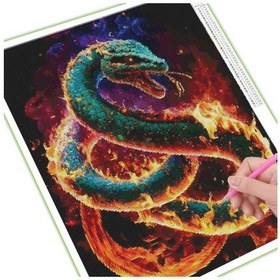 Resim Yeşil Diy 5d Elmas Boyama Yanan Hayvanlar Yılan Ve Leopar Tam Kare Yuvarlak Matkap Tak Tavşan Ejderha Mozaik Kanvas Tablo 56919734 