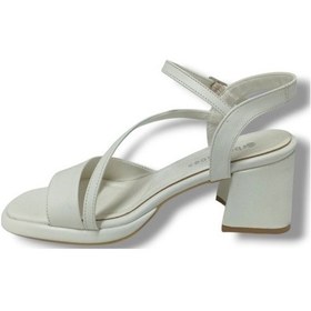 Resim Erbay 402-25 Deri Anatomik Kalın Topuklu Kadın Sandalet Beyaz 