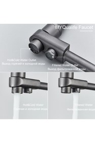 Resim OEM Mutfak Evye Bataryası Dual Flow Su Arıtma Çıkışlı Spiralli Yeni Ürün Antrasit Gri 7 Yıl Garantili 