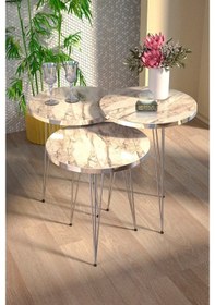 Resim Zigon Sehpa Ve Orta Sehpa Elips Set Gümüş Efes Tel 