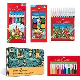 Resim Boyama Seti Ve Resim Defteri 25x35 Cm, Çocuklar İçin Yaratıcı Eğlence, 12 Renk, Boya Kalemi, Pastel Boya, Keçeli Kalem Ve 30 Yaprak Defter 