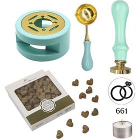 Resim Davetiye Mum Mühürü Uygulama Seti Su Yeşili Renk 661 Yüzükler 