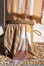 Resim Stripe Fuhion Peştemal Toprak - Toprak / 90x175 