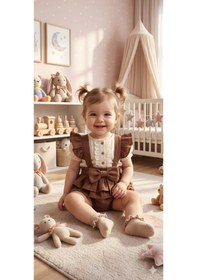 Resim Babydoll Tulum Wofim Golflu Kahverengi 