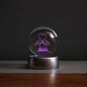 Resim By Lamp 3D Flamingo Işıklı Kristal Hediye Topu 