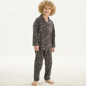 Resim Sevim Erkek Çocuk Uzun Kol Önden Düğmeli Füme Pijama Takım C5t1n7o8 001 