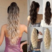 Resim YUSULAXI 50.8cm Su Dalga saç tokası Ponytail Uzatma - Kadınlar ve Erkekler için Yumuşak Görünümlü Sentetik Klipsiz Saç Parçası, Her Gün Stil için Doğal Görünümlü Dalgalı Kıvırcık Saç Parçası, Saç Stil Aksesuarları, Çok Yönlü Saç Parçası, Güvenli Klipsli Bağlantılar 