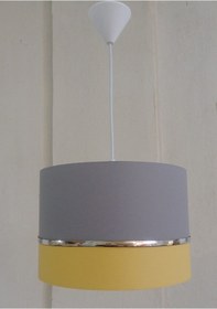 Resim 747 Gri Sarı Kumaş Kaplama Salon Yatak Ve Çocuk Odası Avize 