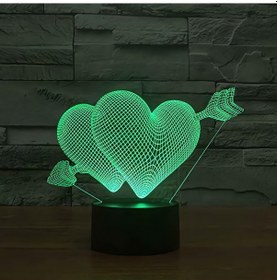 Resim 3d Dokunmatik Led Gece Lambası Pilli & Usb Bağlantılı Renk Değiştiren Masaüstü Kalp Ok Şekilli Siyah 