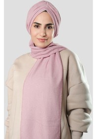 Resim Hürrem Bone Pudra Kışlık Kendinden Atkılı Peluş Tesettür Bone Jakar Düz 2329 06 Pudra 