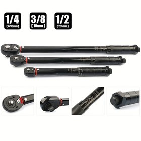 Resim 3-230N.m Tork Anahtarı 1/2'' 3/8'' 1/4'' Kare Sürücü Önceden Ayarlanmış Bisiklet Torkları Anahtarı İki Yönlü Ratchet Araba Bisiklet Otomotiv El Aletleri 