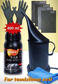 Resim QWAX Araç Far Temizleme Parlatma Seti Oto Far Zımpara Set Ve Sıvı Isıtıcı Buhar Makinesi 250ml 