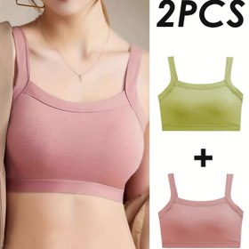 Resim Güzel Sırt ve Entegre Yelek Stili ile 2'li Spor Sütyeni, Tamamen Sabit Göğüs 