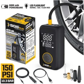 Resim Sgs SGS5398 Şarjlı Hava Kompresörü 12V 6.0AH 
