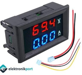 Resim Dijital voltmetre ampermetre DC 100V 10A 0.56 inch (mavi + kırmızı) çift renk LED gösterge 