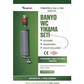 Resim Plasyay Spiral Wc Taharet Hortumu Rekorlu ve Duvara Sabitlemeli 2 Metre Gri 