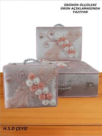 Resim Hasret Çeyiz Sandık Gelin Damat Bavul Çanta Hurç Çeyiz Sandığı 3lü 0580 