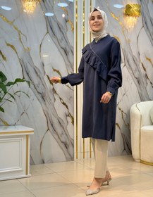 Resim KADO TAŞLI VE FIRFIR DETAY TENSEL KUPRA TUNİK 262554 - Bej / 40 