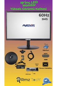 Resim RMZTECH 19" LED Monitör, HDMI , VGA Uyumlu, 1920x1080P FHD 4K Destekli, 5ms ( PC, Kayıt Cihazlarına Uyumlu) 