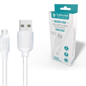 Resim TURKUAZ Şarj Data Senkron Kablosu Micro Usb Plus Hızlı Şarj Kablosu Fast Max 2a Beyaz 1 Metre Eko 
