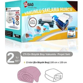Resim 2'li Vakumlu Hurç Seti En Büyük Boy 100 Cm X 130 Cm Çift Kişilik Yorgan Ve Döşek Için Şeffaf 