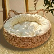 Resim Her Mevsim Kullanılabilir Dokuma Kedi Yatağı - Çıkarılabilir Tırmalama Pedi, Yüksek Tasarım, Sağlam Sepetli Desen, Kolay Temizlenebilir, Küçük Hayvanlar İçin - Bej/Kahverengi/Siyah/Mavi/Gri/Beyaz/Kırmızı/Yeşil/Mor/Turuncu/Sarı/Pembe Renk Seçenekleri, Modern Ev Dekoru, Evcil Hayvanlar İçin 