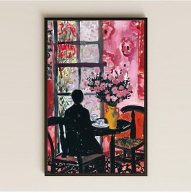 Resim İç Mekanda Siluet Afro Kadını & Çiçekler Şeffaf Pleksi Tablo 