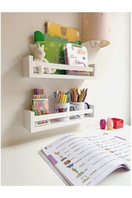 Resim Egecan Mobilya Çocuk Odası Banyo Salon Mutfak Rafı Kitaplık Duvar Rafı 2'li Set 