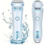 Resim Fochsia Kablosuz 2si1 Kadın Tüy Alma Makinesi Ve Trimmer Usb Şarjlı Mavi Bikini Bacak Yüz 